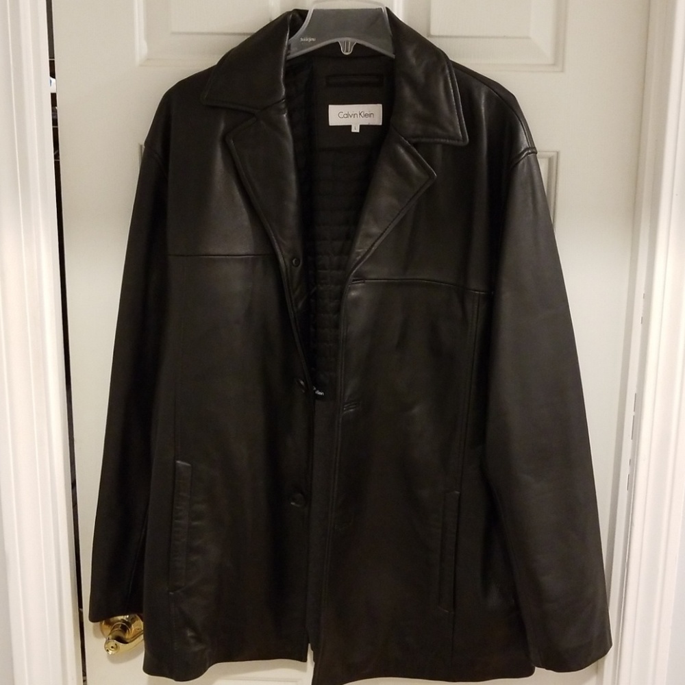 Mens Calvin Klein Leather Jacket - L